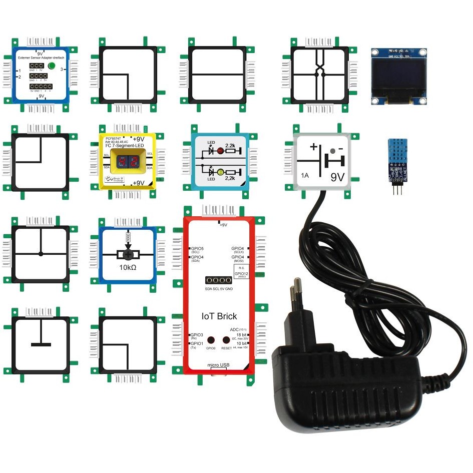 ALLNET Brickrknowledge 7 Farben LED-Set – Kreative Licht-Bausteine In Blau, Grün, Orange, Rot, Warmweiß, Gelb Und Violett