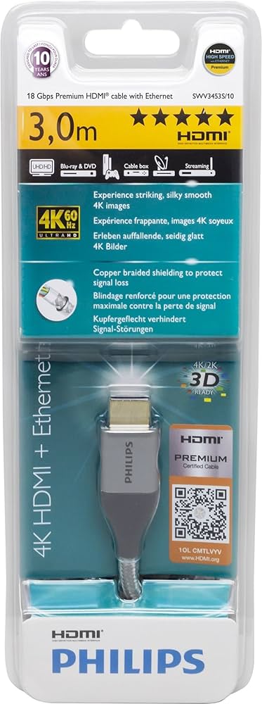 Καλώδιο Hdmi Philips SWV3453S/10 Hdmi 4K Braided 3.0μ - Techstores.gr
